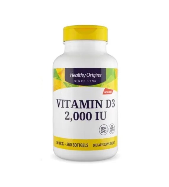 HEALTHY ORIGINS Vitamin D3 2000 IU - Witamina D (360 kaps.)