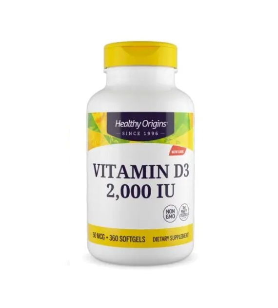 HEALTHY ORIGINS Vitamin D3 2000 IU - Witamina D (360 kaps.)