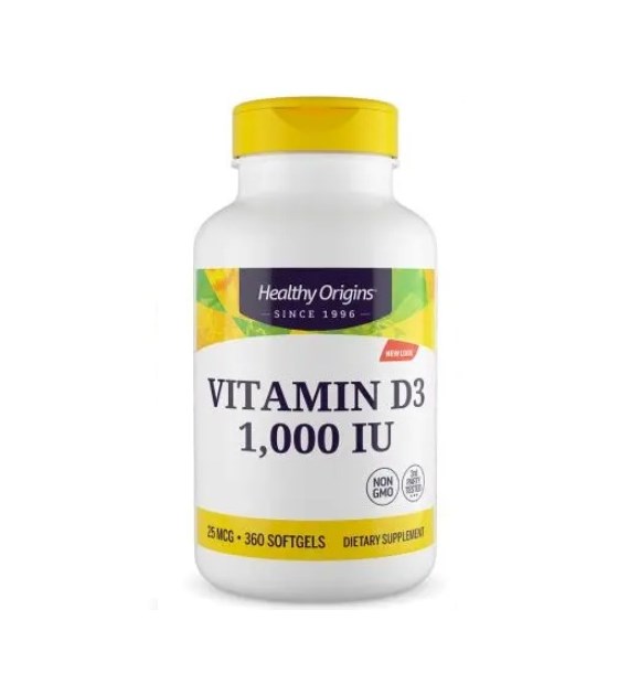 HEALTHY ORIGINS Vitamin D3 1000 IU - Witamina D (360 kaps.)
