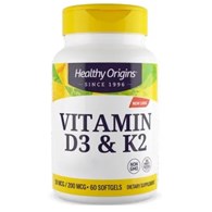 HEALTHY ORIGINS Vitamin D3 & K2 - Witamina D3 + K2 (60 kaps.)