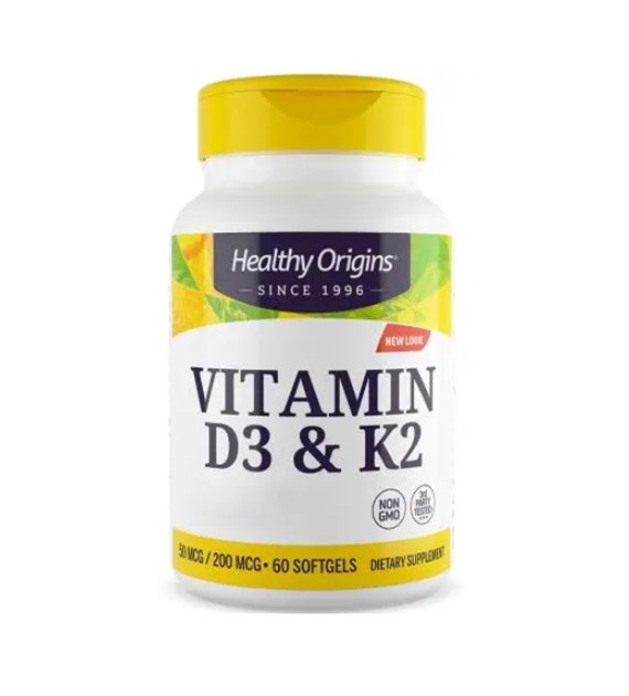 HEALTHY ORIGINS Vitamin D3 & K2 - Witamina D3 + K2 (60 kaps.)