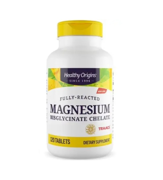 HEALTHY ORIGINS Magnesium Bisglycinate Chelate - Chelat Magenzu (120 tabl.)