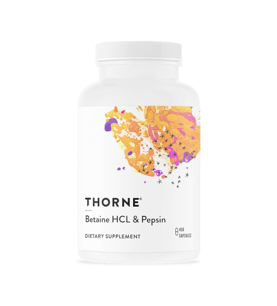 THORNE RESEARCH Betaine HCL & Pepsin - Betaina HCL & Pepsyna (450 kaps.)