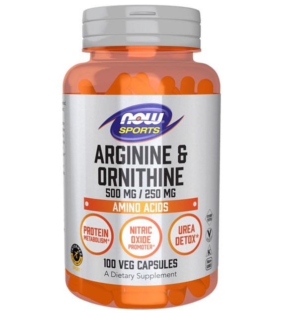 NOW FOODS Arginine 500 mg + Ornithine 250 mg (100 kaps.)