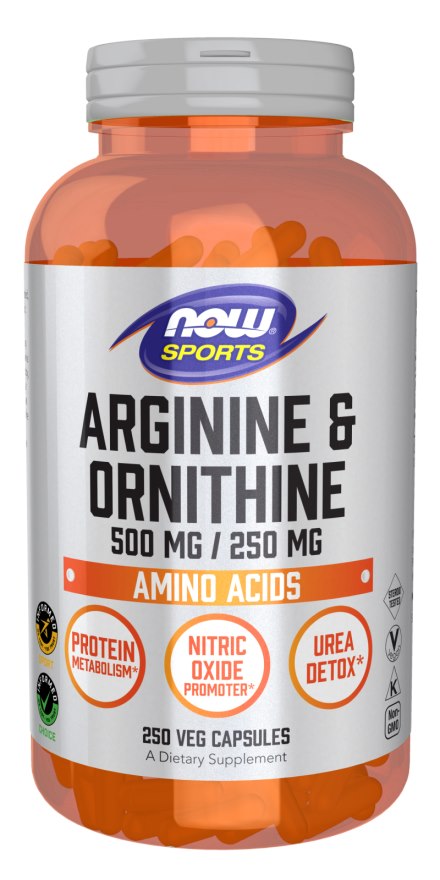 NOW FOODS Arginine 500 mg + Ornithine 250 mg (250 caps)