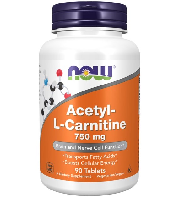 NOW FOODS Acetylo-l-karnityna 750 mg (90 tabl.)