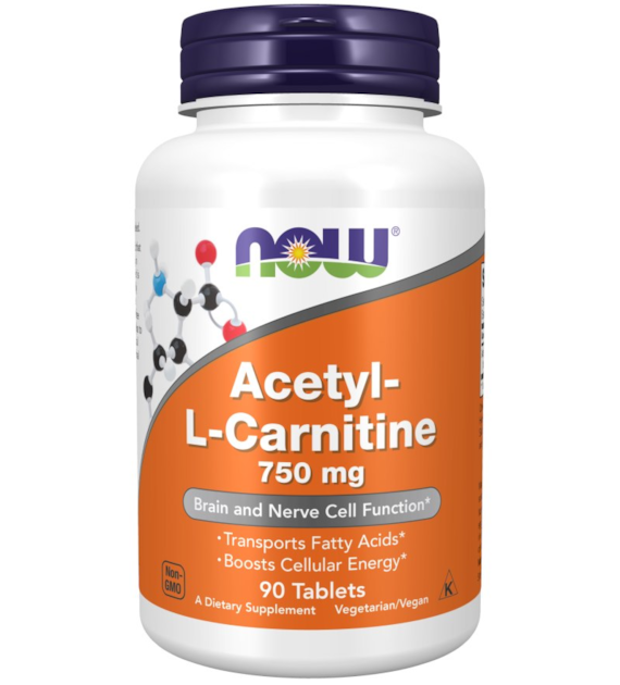 NOW FOODS Acetylo-l-karnityna 750 mg (90 tabl.)