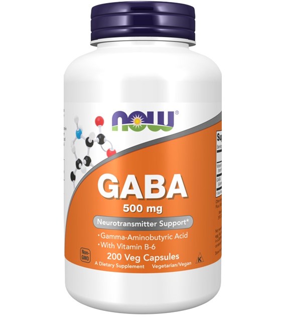 NOW FOODS GABA with Vitamin B6, 500 mg (200 vcaps)