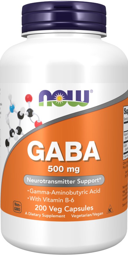 NOW FOODS GABA with Vitamin B6, 500 mg (200 vcaps)