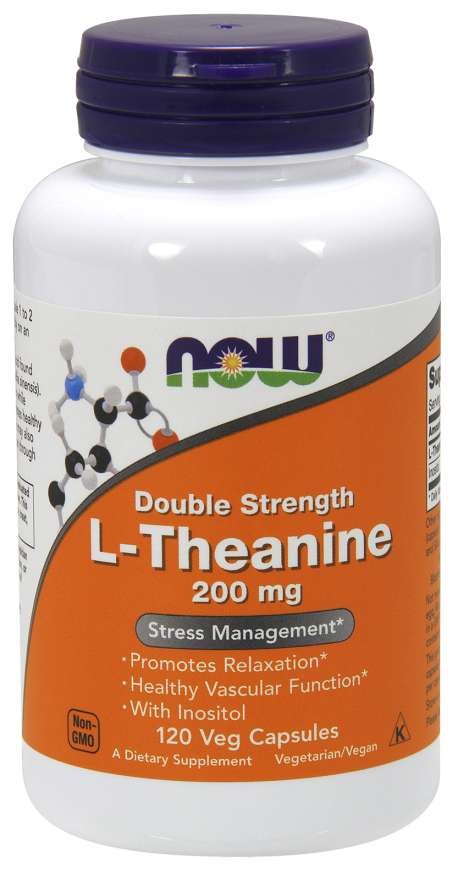 NOW FOODS Double Strength L-Theanine 200 mg -  L-Teanina 200 mg (120 kaps.)