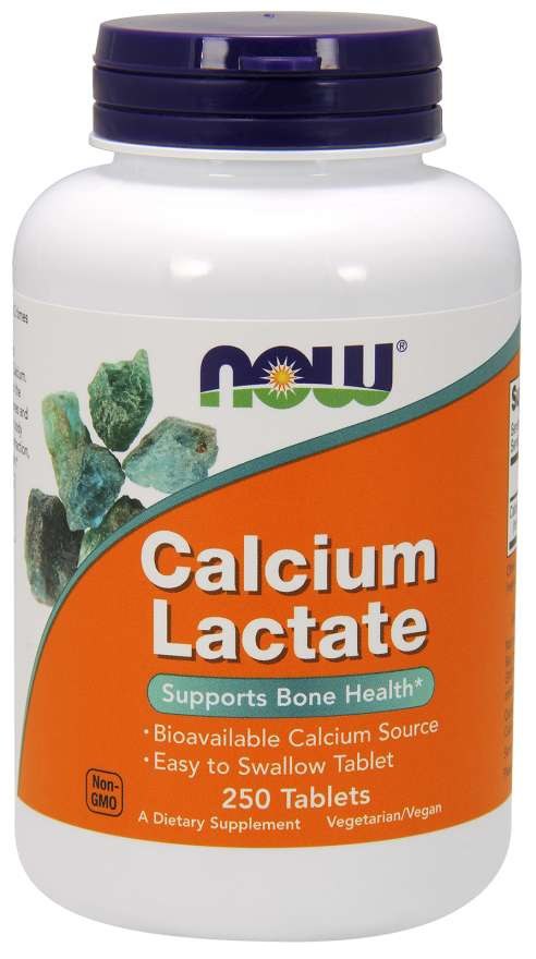 NOW FOODS Calcium Lactate - Mleczan Wapnia (250 tabl.)