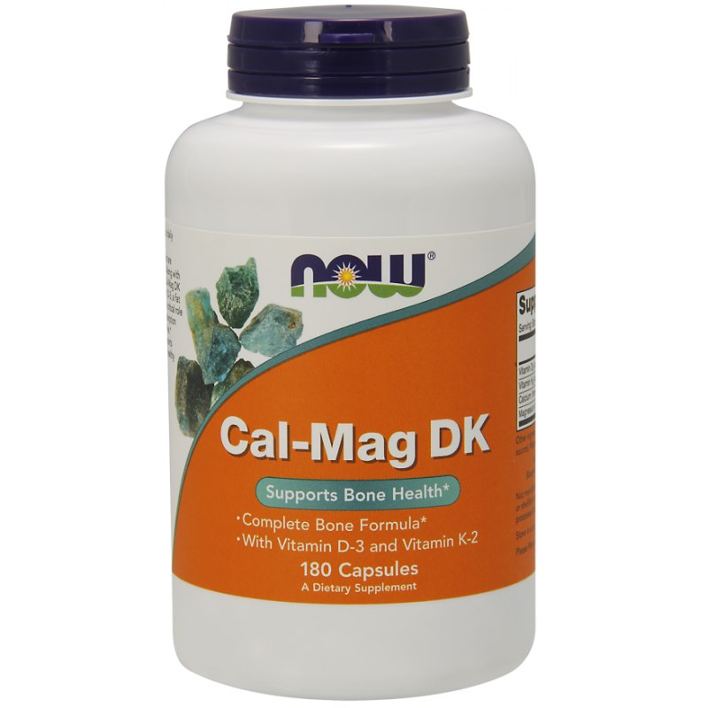 NOW FOODS Cal-Mag DK - Wapń, Magnez, Witamina D3 i K2 (180 kaps.)