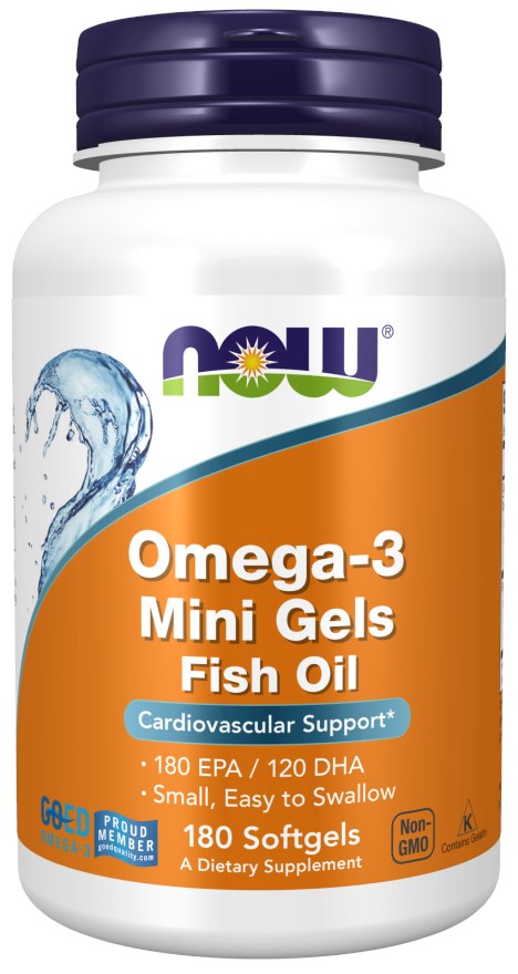 NOW FOODS Omega 3 Mini Gels - DHA 120 mg + EPA 180 mg (180 kaps.)