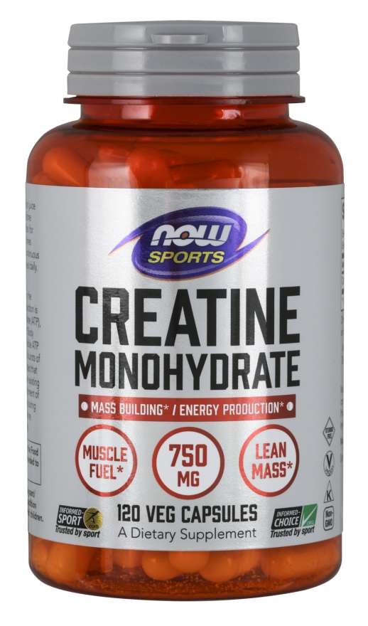 NOW FOODS Creatine Monohydrate - Monohydrat Kreatyny 750 mg (120 kaps.)