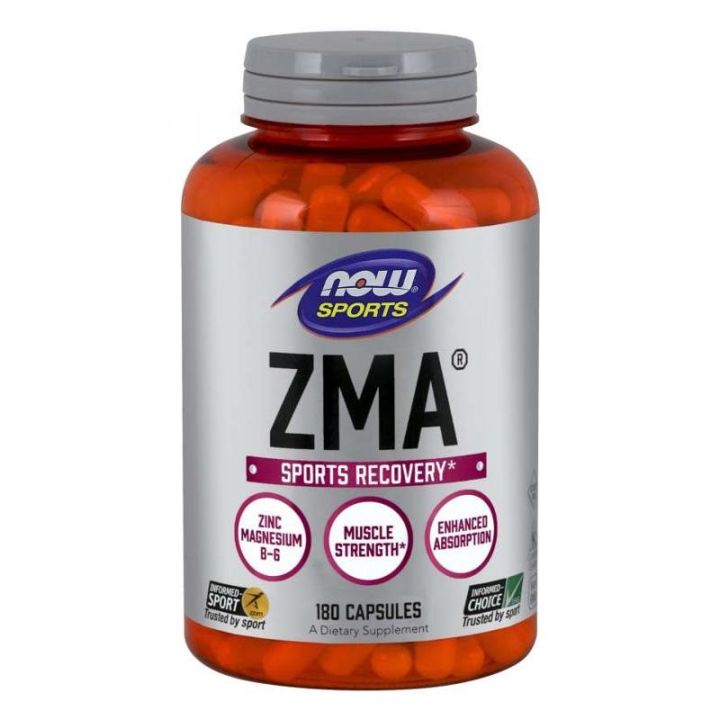NOW FOODS ZMA - Cynk, Magnez i Witamina B6 (180 kaps.)