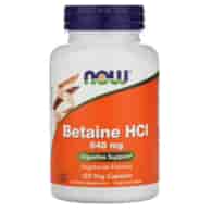 NOW FOODS Betaine HCl 648 mg Betaina HCl (120 kaps.)