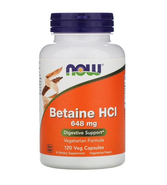 NOW FOODS Betaine HCl 648 mg Betaina HCl (120 kaps.)