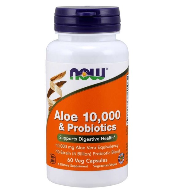 NOW FOODS Aloe Vera 10,000 & Probiotics (60 vcaps)