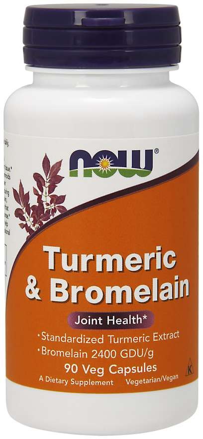 NOW FOODS Turmeric & Bromelain - Kurkuma 300 mg + Bromelaina 150 mg (90 kaps.)