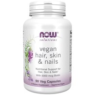 NOW FOODS Vegan Hair, Skin & Nails - Włosy, Skóra i Paznokcie (90 kaps.)