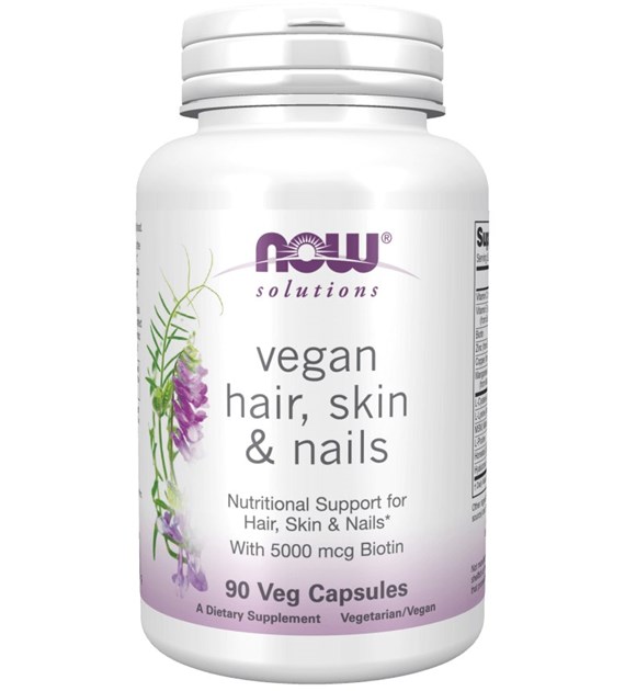 NOW FOODS Vegan Hair, Skin & Nails - Włosy, Skóra i Paznokcie (90 kaps.)