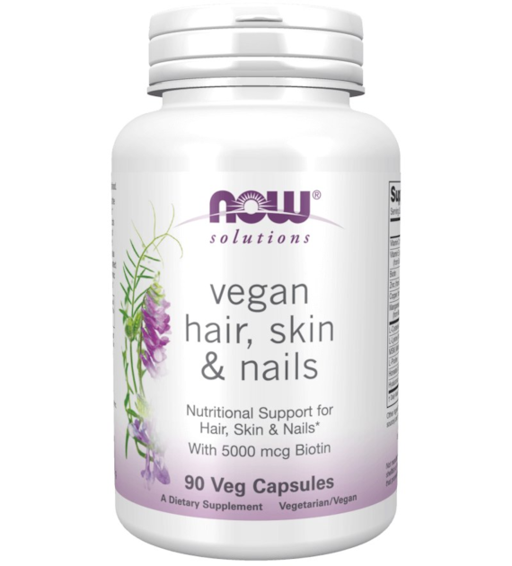 NOW FOODS Vegan Hair, Skin & Nails - Włosy, Skóra i Paznokcie (90 kaps.)