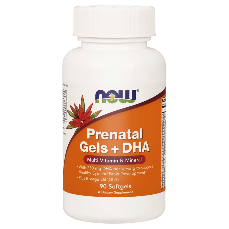 NOW FOODS Prenatal Gels + DHA - Witaminy i Minerały Prenatalne + DHA (90 kaps.)