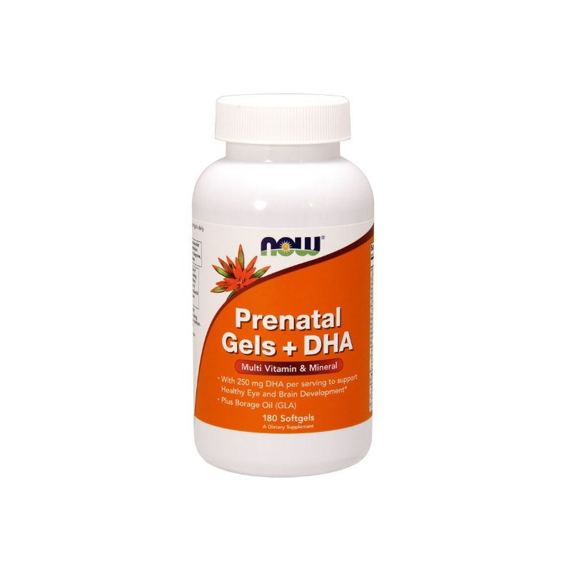NOW FOODS Prenatal Gels + DHA - Witaminy i Minerały Prenatalne + DHA (180 kaps.)