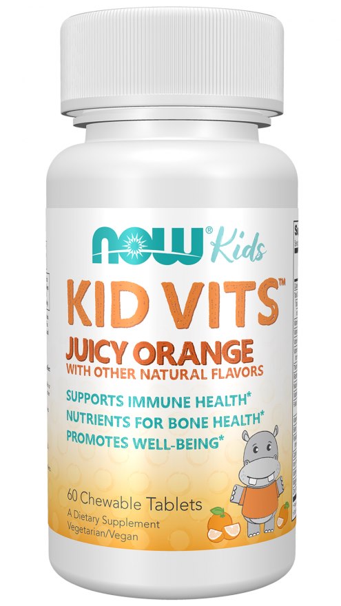 NOW FOODS Kid Vits Juicy Orange - Witaminy i minerały dla dzieci Kid Vits Smak pomarańczowy (60 tabl.)