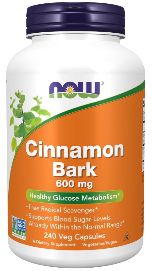 NOW FOODS Cinnamon Bark - Cynamon 600 mg (240 kaps.)