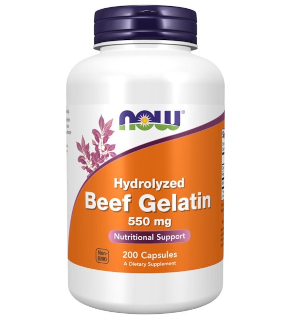 NOW FOODS Beef Gelatin - Żelatyna wołowa 550 mg (200 kaps.)