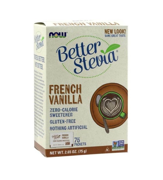 NOW FOODS Better Stevia French Vanilla - Stevia - Natural Sweetener (75 sachets)