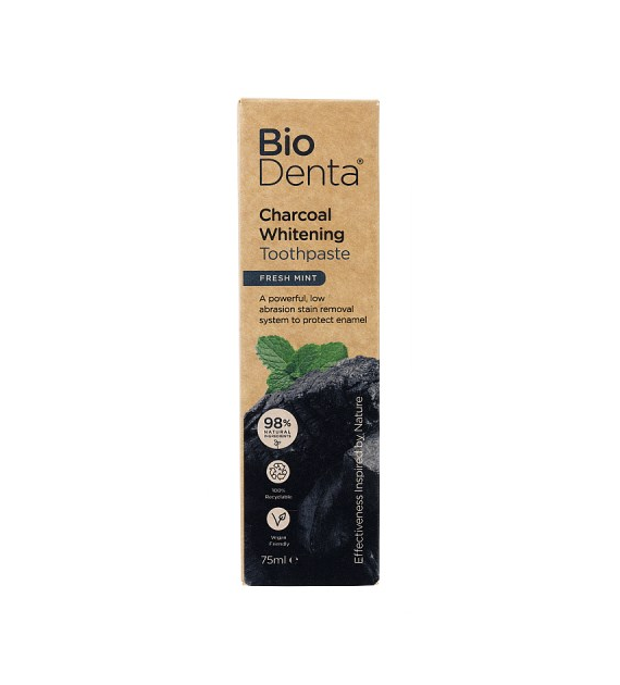 BECONFIDENT BioDenta Wybielająca pasta do zębów z węglem aktywnym o smaku świeżej mięty (75 ml)