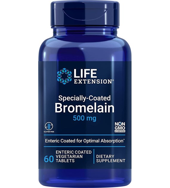 LIFE EXTENSION Specially-Coated Bromelain, 500 mg (60 enteric coated tabs)