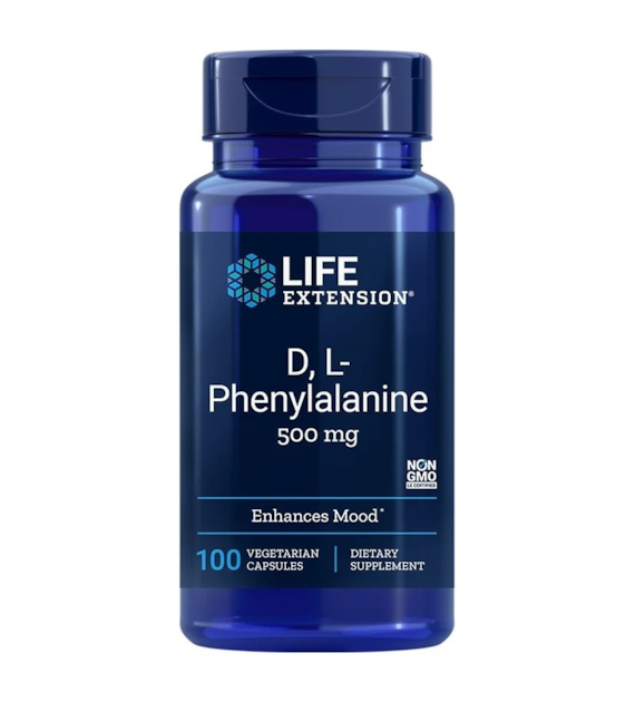 LIFE EXTENSION D, L-Phenylalanine - D-Fenyloalanina + L-Fenyloalanina (100 kaps.)