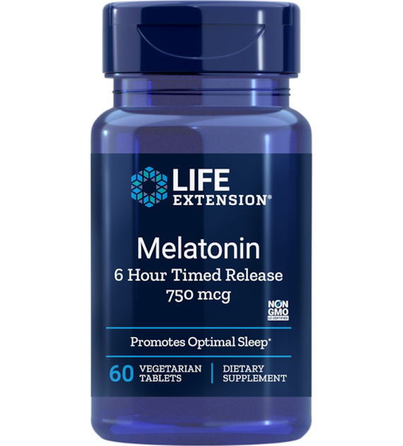 LIFE EXTENSION Melatonin 750 mcg 6 Hour Time Release (60 tabl.)