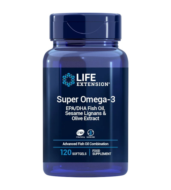 LIFE EXTENSION Super Omega-3 EPA/DHA z Lignanami Sezamowymi i Ekstraktem z Oliwek (120 kaps. miękkich)