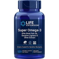 LIFE EXTENSION Super Omega-3 EPA/DHA with Sesame Lignans & Olive Extract (120 enteric coated sgels)