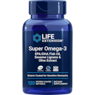 LIFE EXTENSION Super Omega-3 EPA/DHA z Lignanami Sezamowymi i Ekstraktem z Oliwek (120 kaps. dojelitowych)