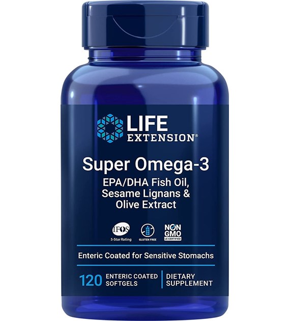 LIFE EXTENSION Super Omega-3 EPA/DHA with Sesame Lignans & Olive Extract (120 enteric coated sgels)