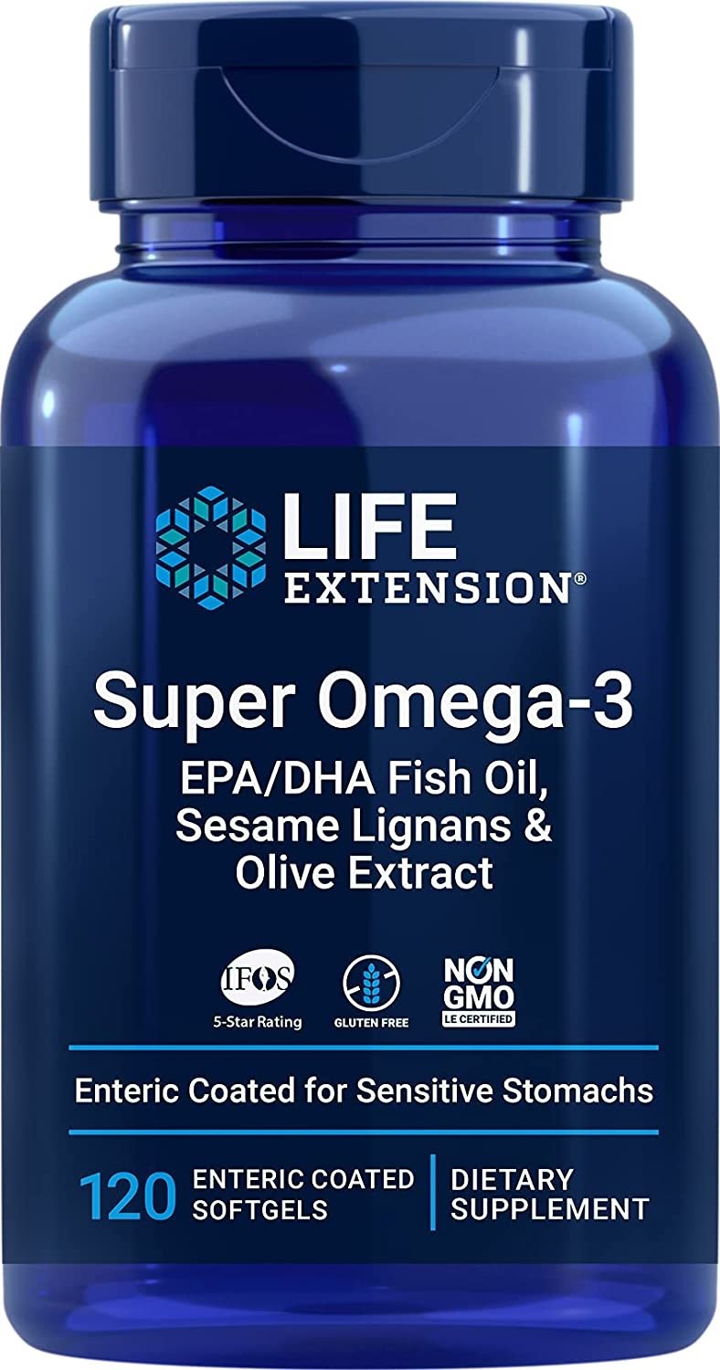 LIFE EXTENSION Super Omega-3 EPA/DHA with Sesame Lignans & Olive Extract (120 enteric coated sgels)