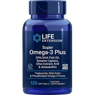 LIFE EXTENSION Super Omega-3 Plus EPA/DHA with Sesame Lignans, Olive Extract, Krill & Astaxanthin (120 sgels)