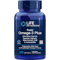 LIFE EXTENSION Super Omega-3 Plus EPA/DHA z Lignanami Sezamowymi, Ekstraktem z Oliwek, Olejem z Kryla i Astaksantyną (120 kaps.)