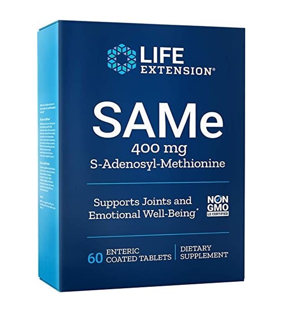 LIFE EXTENSION SAMe (S-Adenosyl-Methionine), 400 mg (60 enteric coated tabs)