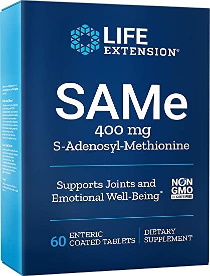 LIFE EXTENSION SAMe (S-Adenosyl-Methionine), 400 mg (60 enteric coated tabs)