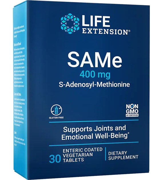 LIFE EXTENSION SAMe (S-Adenosyl-Methionine), 400 mg (30 enteric coated tabs)