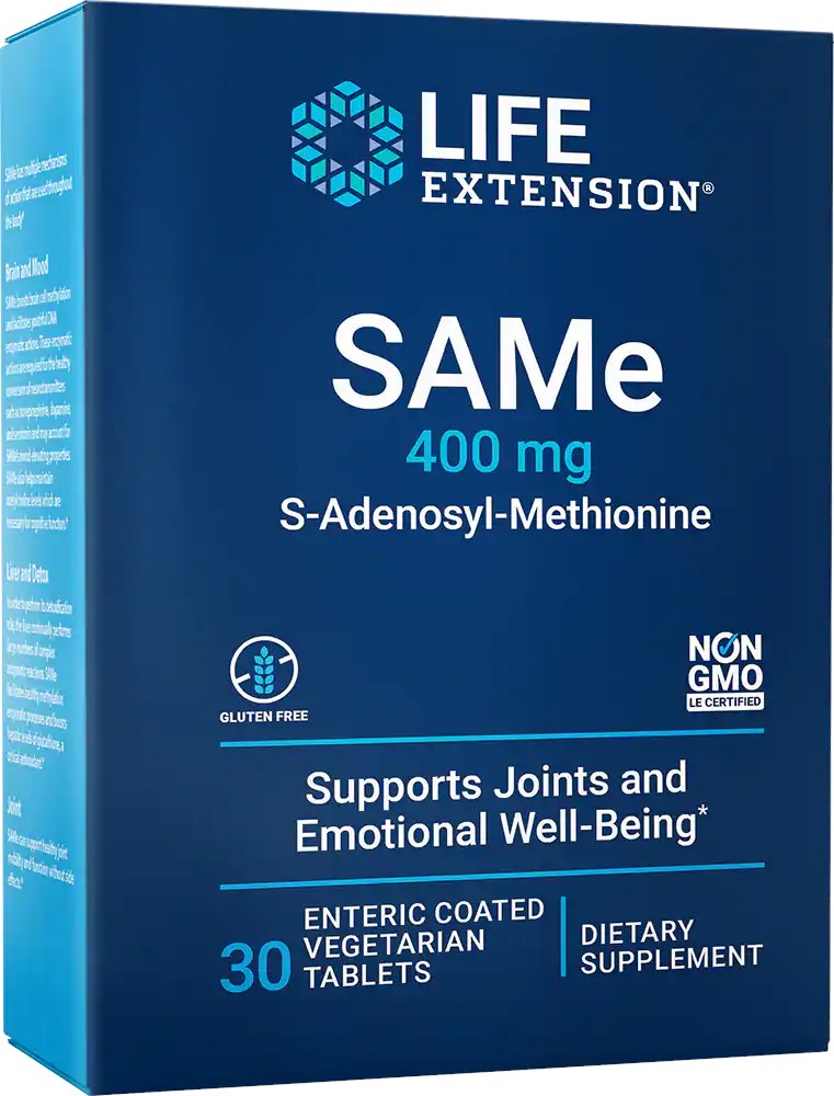 LIFE EXTENSION SAMe (S-Adenosyl-Methionine), 400 mg (30 enteric coated tabs)