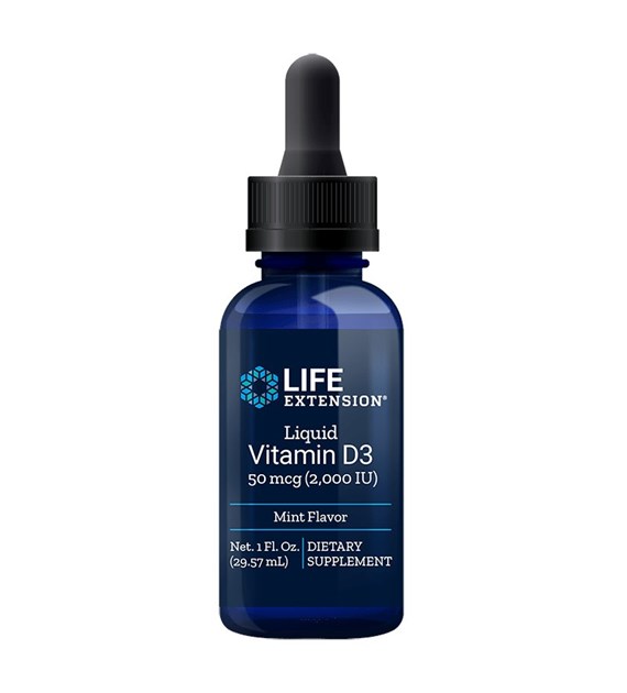 LIFE EXTENSION Liquid Vitamin D3 2000 IU, 50 mcg Mint Flavor (29,57 ml / 1 fl. oz.)