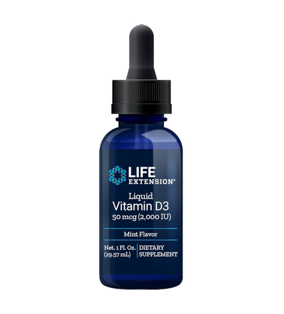 LIFE EXTENSION Liquid Vitamin D3 2000 IU, 50 mcg Mint Flavor (29,57 ml / 1 fl. oz.)