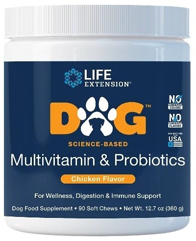 LIFE EXTENSION Dog Multivitamin & Probiotics - Multiwitaminy i Probiotyki (90 żujek)